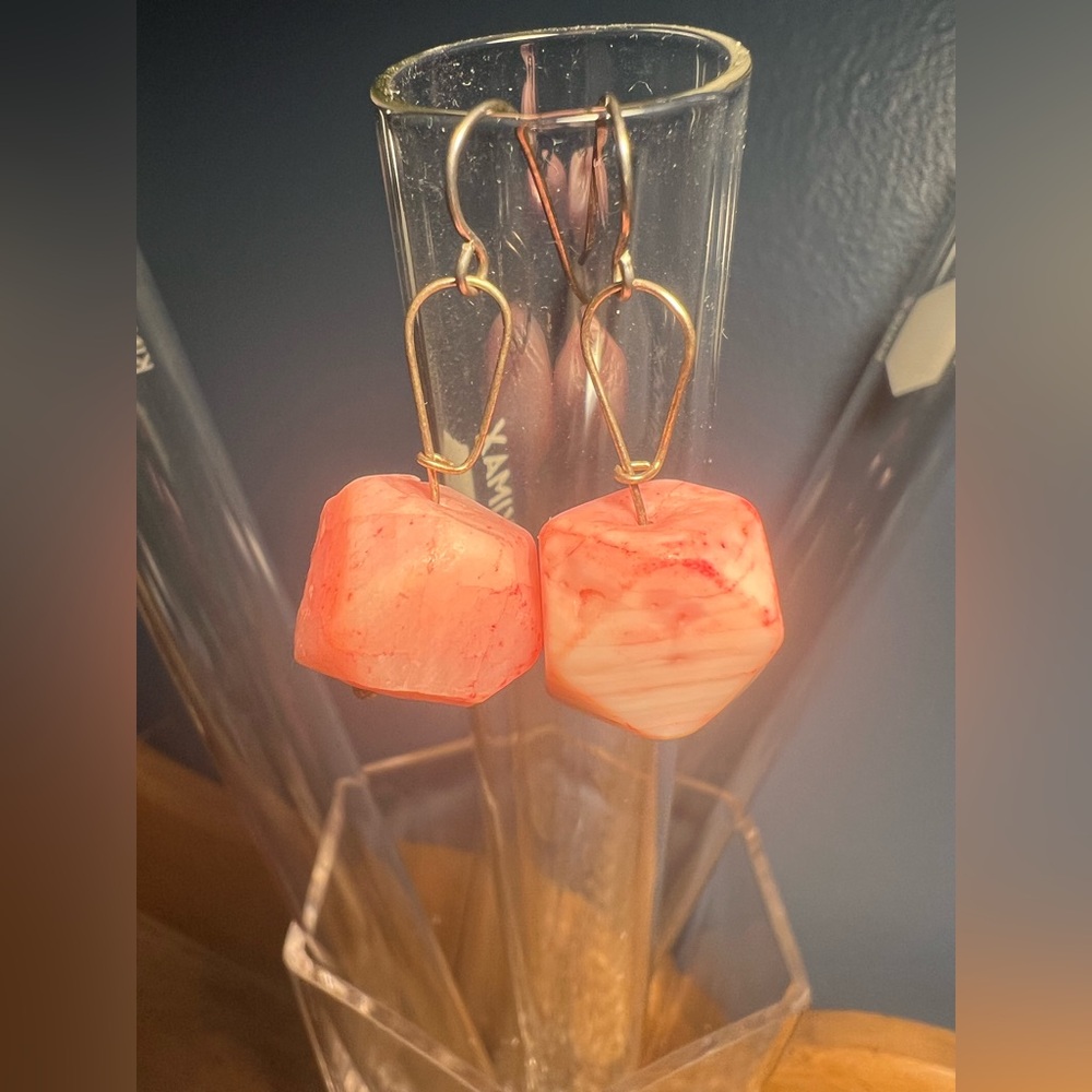 Marbled pink stone earrings
